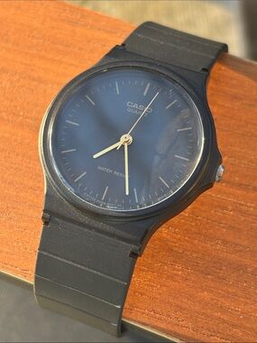 Casio Black Watch with Gold-Tone Hands MQ-24